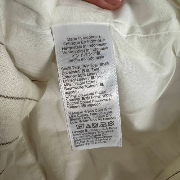 J.Crew Button Front Linen Blend Vest Womens 4 White Brown Pinstripes CI314 Lined - Picture 7 of 8